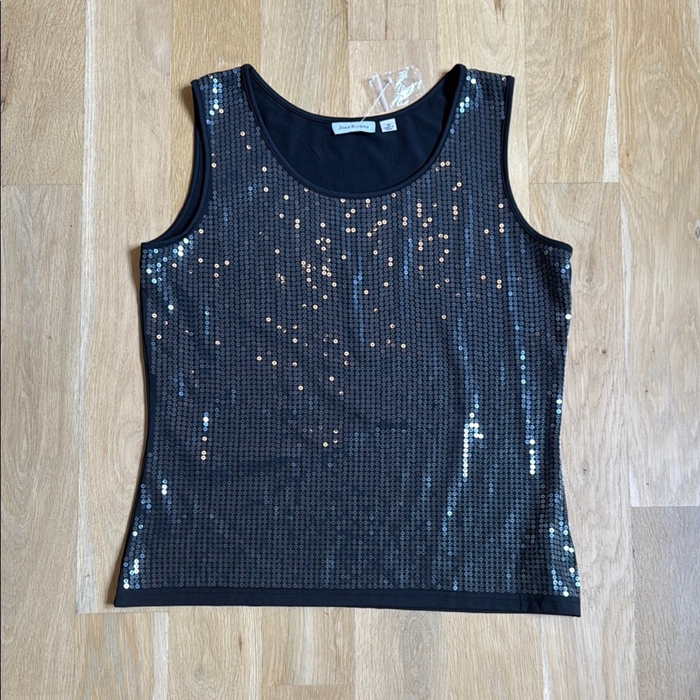 New, no tags: Joan Rivers black sequined tank top, size M